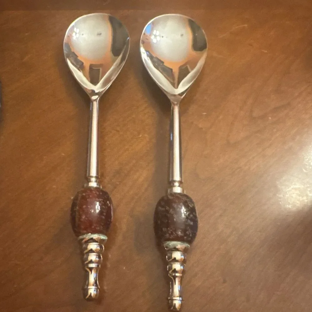 Beaded Salad Serving Utensils Red Spoon